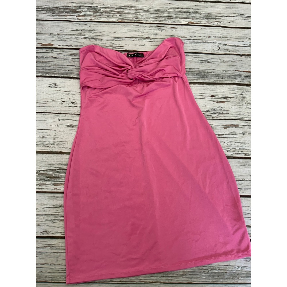 Blue Blush Pink Twist Front Tube Top Strapless Bodycon Large Dress Coquette Y2K
